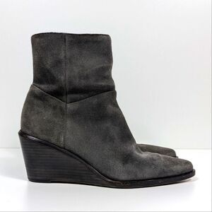Vince Mavis Wedge Ankle Boots Charcoal Gray Suede Women's 7
